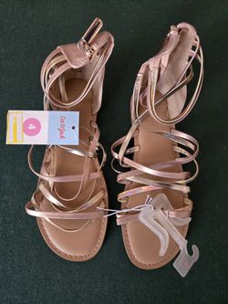 NWT Adorable Girls' Cat & Jack Rose Gold Sandals - Size 4