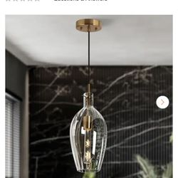 Transitional Geometric Kitchen Island Pendant Light 1-Light Modern Brass Gold Pendant Light with Clear Glass Shade