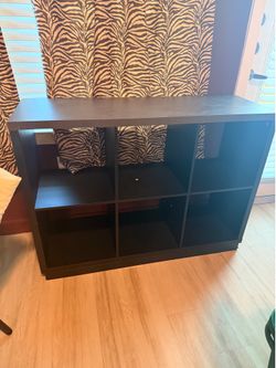 Pair of Black Cube Shelves with Dark Gray Top