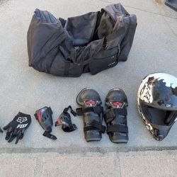 Dirt Bike Fox Helmet And Bag