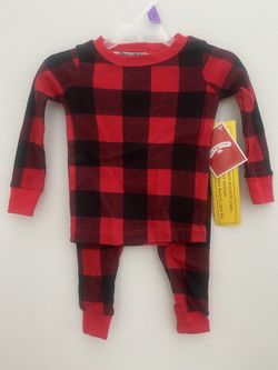 Baby Girls 2-Piece Black & Red Buffalo Plaid Pajamas size 12 month, Brand NEW! 