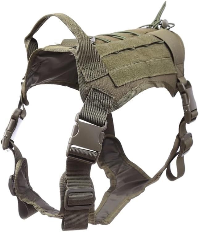 Army Green LARGE BREED Service Working Dog Military Harness Vest w/Handle NoPull
