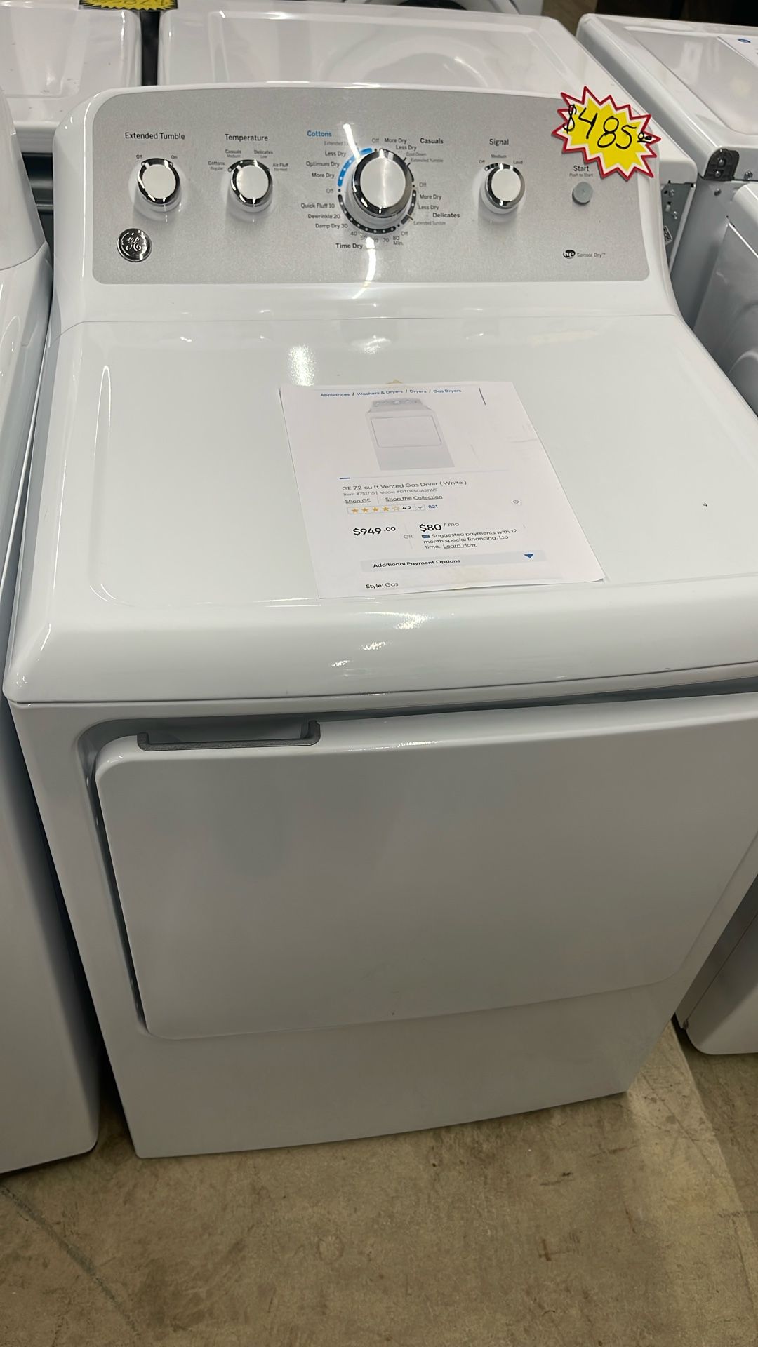 GE Gas Dryer 7.2 Cu Ft
