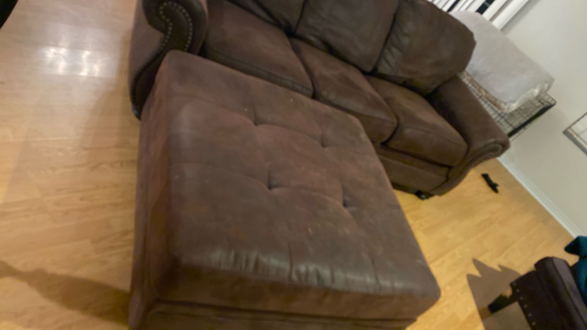 Chocolate Couch With Movable Ottoman$ 350$)