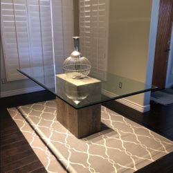 Glass table with granite base 