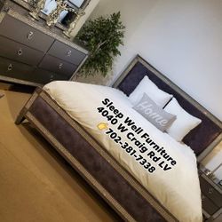 🙋‍♂️4pc Queen Glam Bedroom, 👉Furniture Sectional, Dining Table, Bunk Beds Avail 