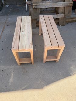 Handmade Wood Benches – Set of 2