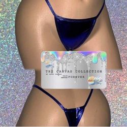 {EXOTIC DANCE/ CLUB/ RAVE WEAR}: PURPLISH BLUE METALLIC THONG & PAIR OF NIPPLE COVERS