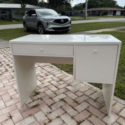 White Kids Table Wooden With Glass Top Included Top 