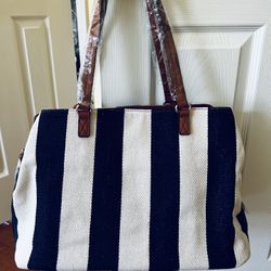 Sole society stripe print large tote bag