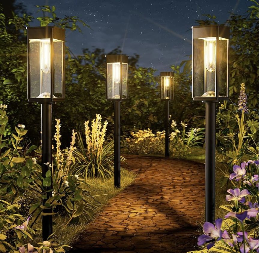 8 Pack Bright Solar Pathway Lights, IP65 Waterproof Outdoor Garden Path Lights
