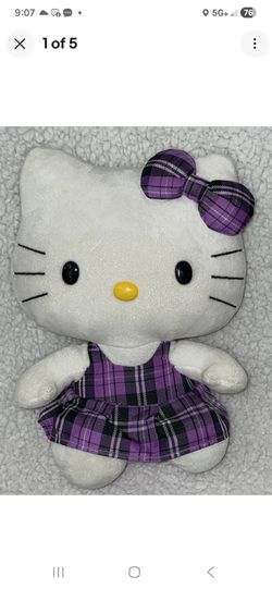 TY Beanie Buddies Hello Kitty in Purple Tartan Plaid Dress & Bow (2011)