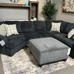 🍄 Laf Cudier Piece Sectional with chaise | Black Sectional  | Sofa | Loveseat | Couch | Sofa | Sleeper| Living Room Furniture| Garden Furniture 