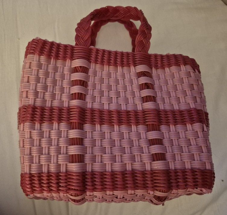 Pink And Red Plastic Woven Gap Purse
