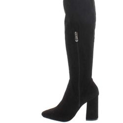 Black suede over-the-knee boots