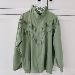 Blair Pistachio Green Light Weigth Bomber Style Chevron Jacket