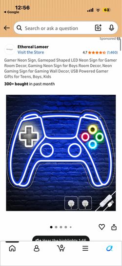 RGB LED Game Controller Wall Light Neon Gaming Room Decor