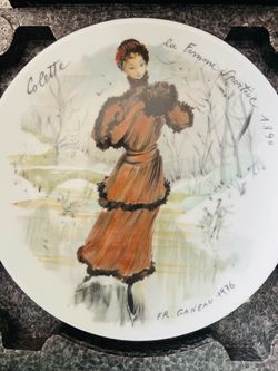 This image shows a D'Arceau Limoges porcelain collector plate featuring "Colette" from the "Les Femmes du Siècle" (Women of the Century) series, desig