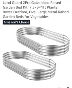 Land Guard 2Pcs Galvanized Raised
Garden Bed Kit, 7.5x3x1ft Planter
Boxes Outdoor, Oval Large Metal Raised
Garden Beds for Vegetables