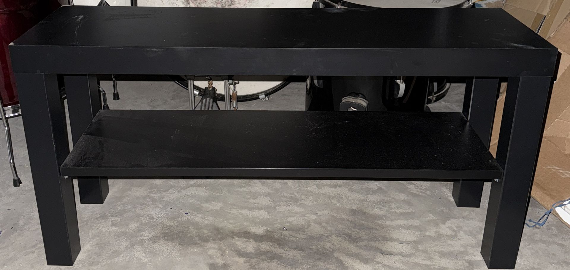 Ikea Black TV stand with shelf