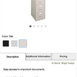 Set Of 2 Vertical Filing Cabinet, Legal, 4 Drawer, Tan