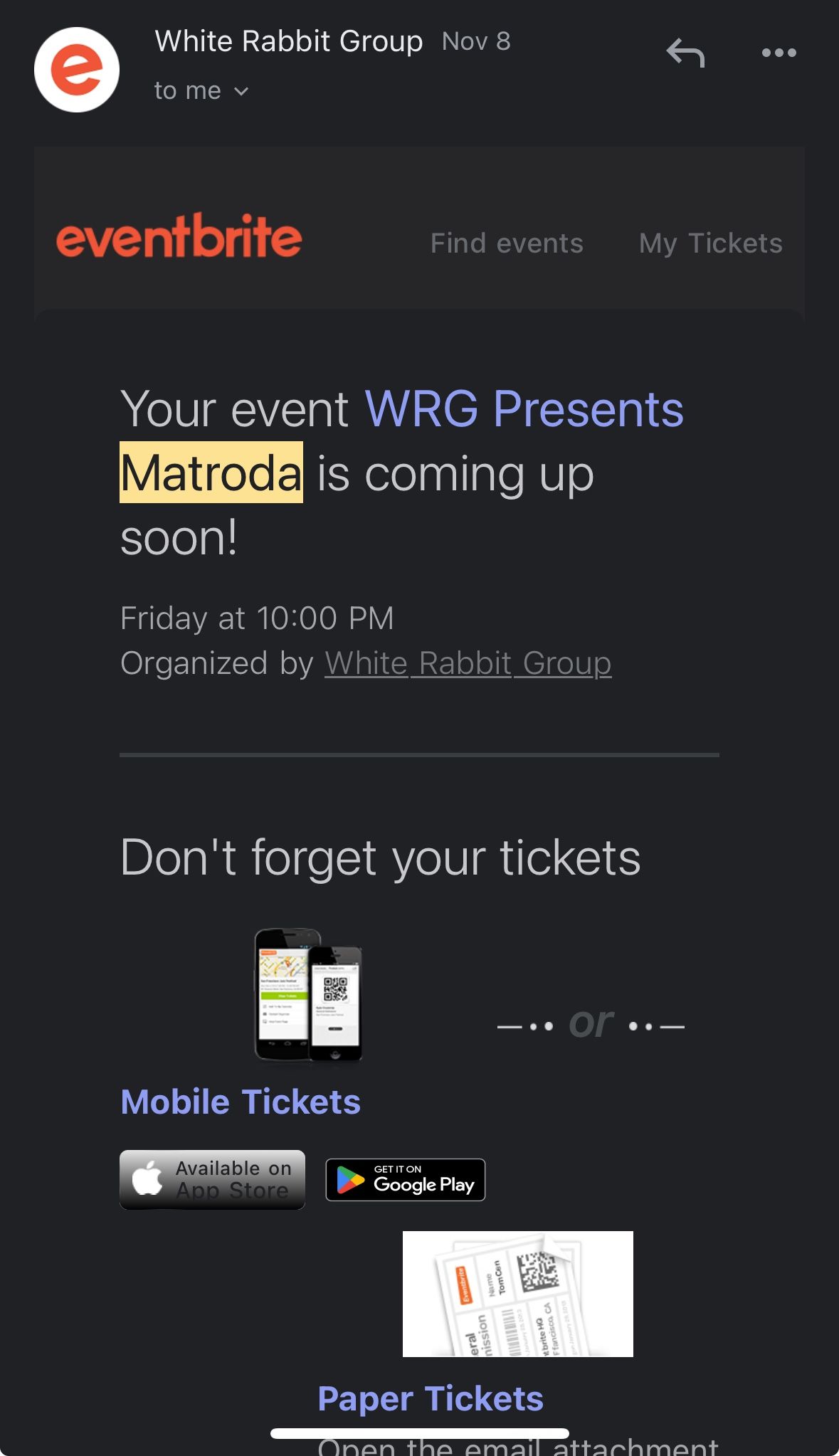 Matroda Ticket