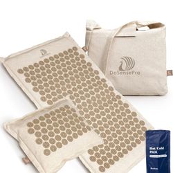 Acupressure Mat and Pillow Set with Hot/Cold Gel Pack - FSA/HSA Eligible Acupuncture Mat for Back, Neck, Head Pain, Relieve Sciatica, and Aches at Pre