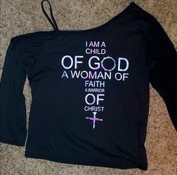 Christian ladies shirt, off shoulder