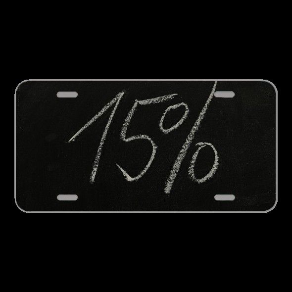 License Plate Novelty Car Front Fifteen Percent Statistics Money