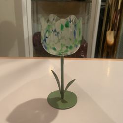 Multi Color Glass Tulip Candle Holder