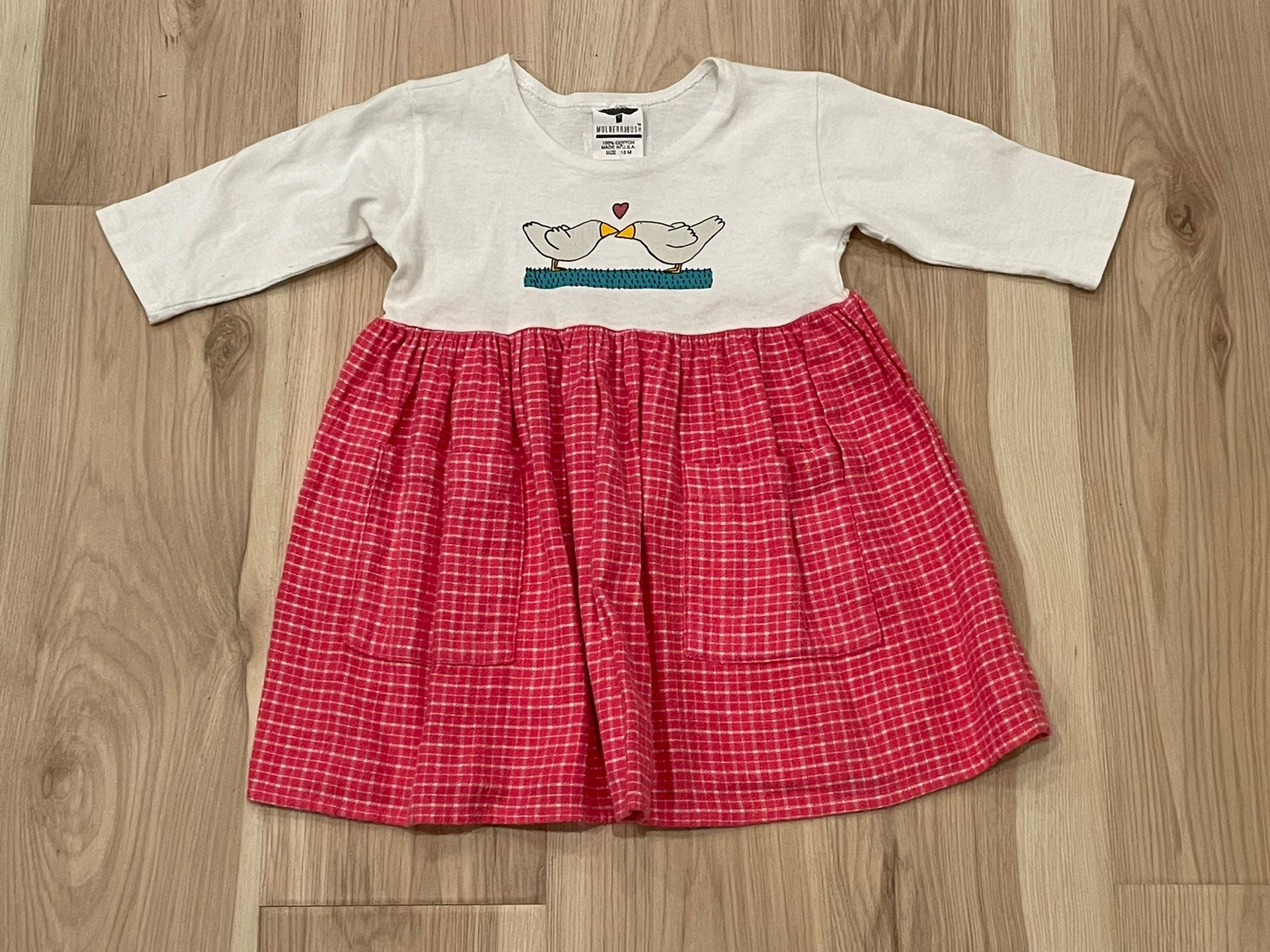 Vintage Mulberribush Flannel Bird Dress Size 18 Months