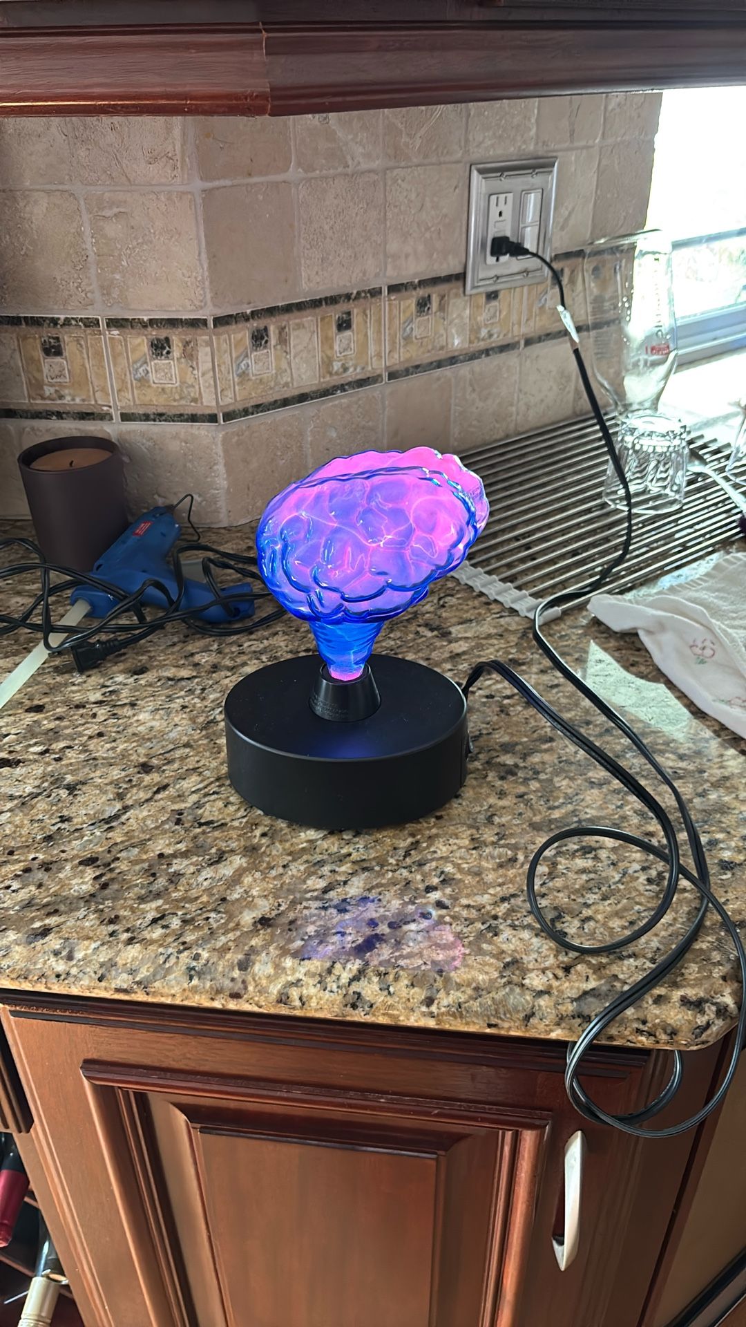 New Glass Tesla Plasma (Pulsating Blue & Pink Light) Brain Lamp