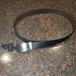 COACH F64842 BLACK/DARK BROWN WIDE CUT-TO-SIZE MENS 42” REVERSIBLE LEATHER BELT