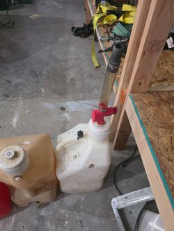 Gas cans and helmets