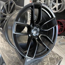 Staggered 20in Matte Black Split 5 Spoke SRT Dodge Wide body Style Wheels