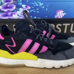 Adidas Nite Jogger Men's Size 11 EG2955 Core Black Shock Pink Gum 