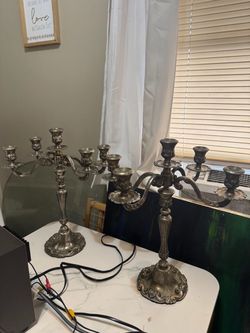 Early 20th Century Pair of Antique Victorian Silver Plated 5 Light Candelabras