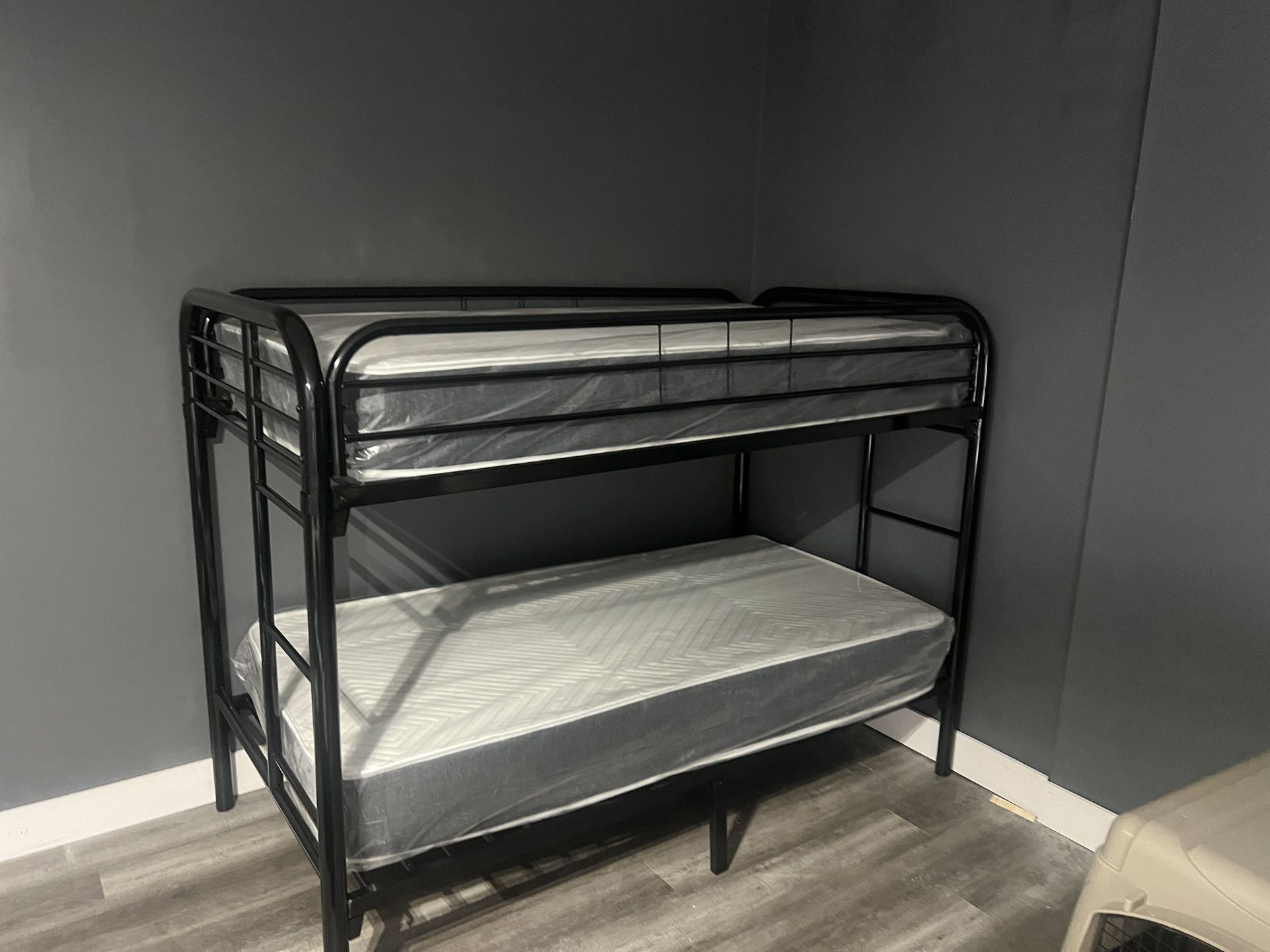 Twin over Twin bunk beds frame and free delivery in box with the mattress and 
