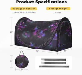 M57 $40 Pop-Up Bed Tent Twin Size, Privacy Bed Canopy with 4 Doors and Mosquito Mesh, Breathable Sleeping Tent with Light Starry Sky Pattern for Kids 