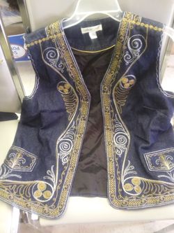 Jean embroidered vest
