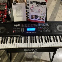 RockJam RJ761 61 Key Electronic Interactive Teaching Piano Keyboard Stand Stool