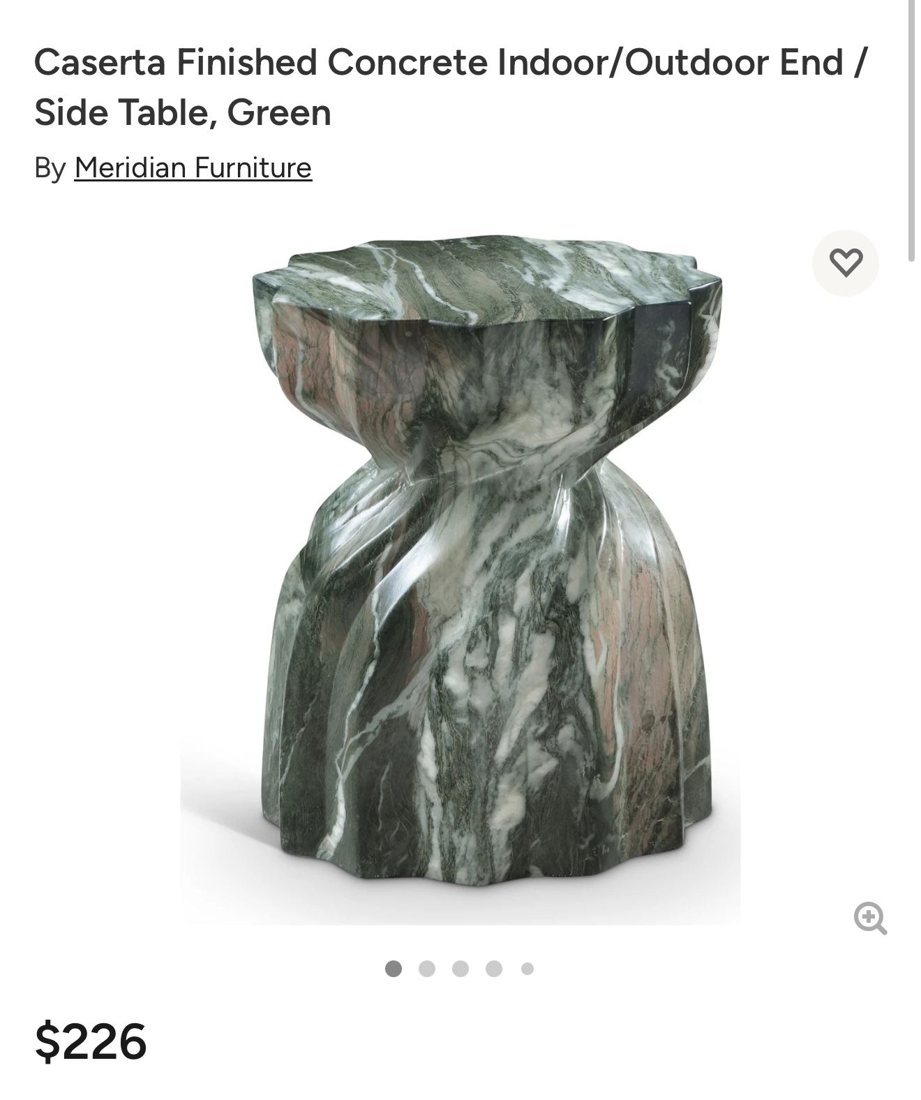 Caserta Finished Concrete Indoor/Outdoor End / Side Table, Green