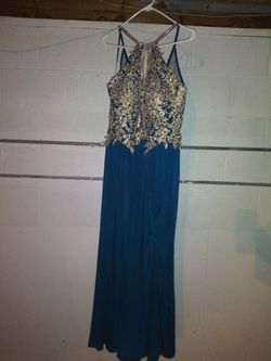 Evening XL Teal/Gold Dress