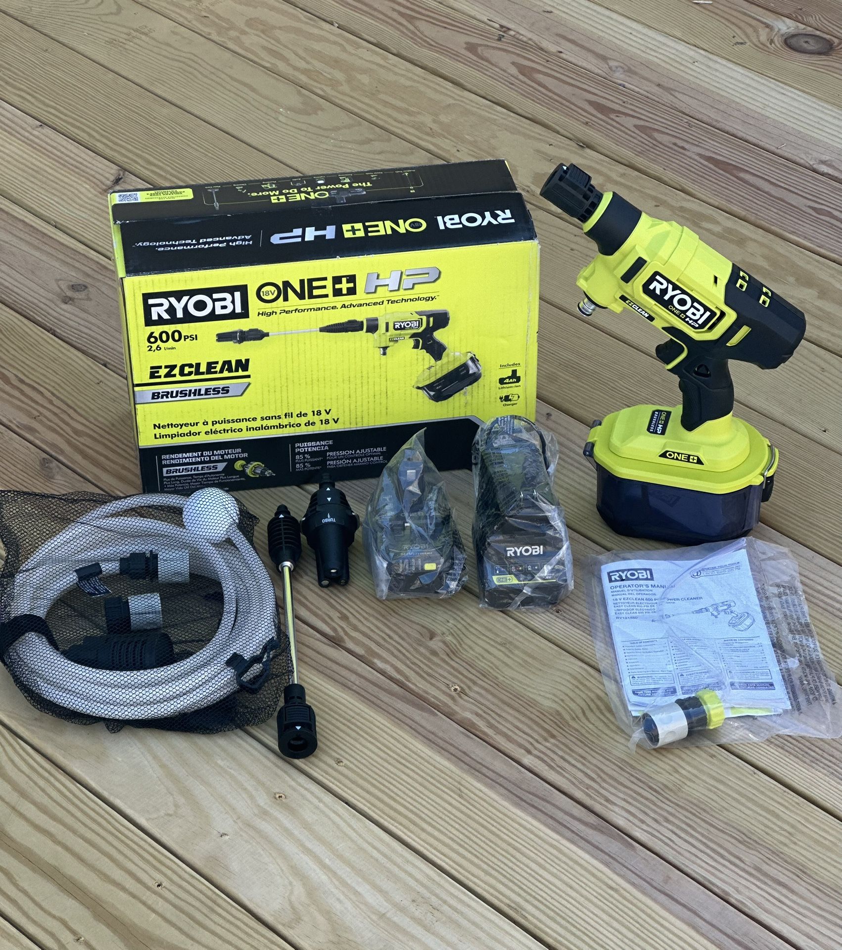Ryobi ONE+ HP 18V Brushless EZClean 600PSI 0.7GPM BATTERY/CHARGER Included