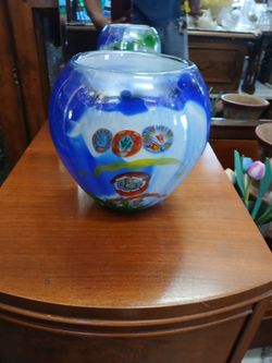 Vintage Cased Glass Millefiori Vase