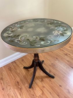 Vintage Italian table top hand painted and drum table