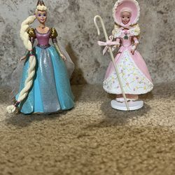 Hallmark Lot of 2 Barbie Christmas ornaments 1998 Bo peep & 1995 Repunzel