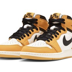 Nike Air Jordan 1 Retro High OG Sneakers Black/Yellow/White 4 Youth Or 5.5 Women