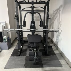 Vesta Fitness Smith Machine 1001 w/Bench Attachment | 245lb Cast Iron Olympic Weights | 7ft Olympic Bar | Fitness | Gym Equipment | FREE DELIVERY 🚚 