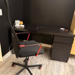 IKEA Desk and Chair / Black